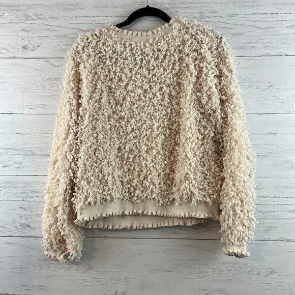 Pants Store Cream Nubby Knit Crew Neck Sweater Size L - Picture 2 of 7